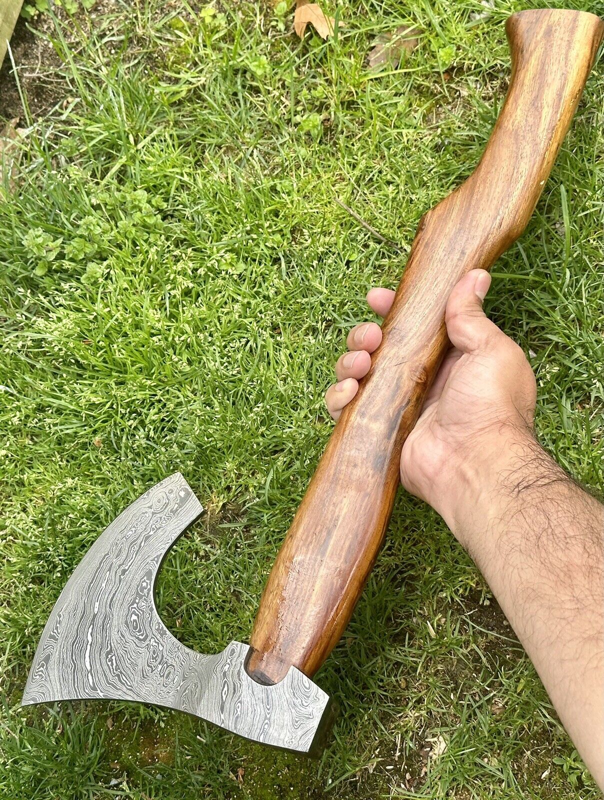 Handcrafted Damascus Steel Tomahawk Axe – "The Viking's Edge"