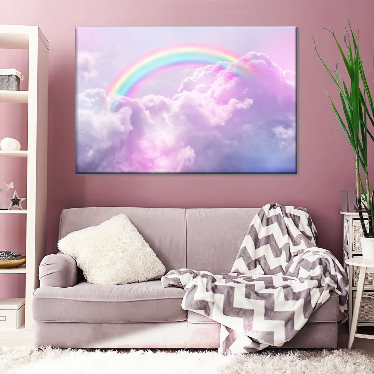 Rainbow On Clouds Wall Art