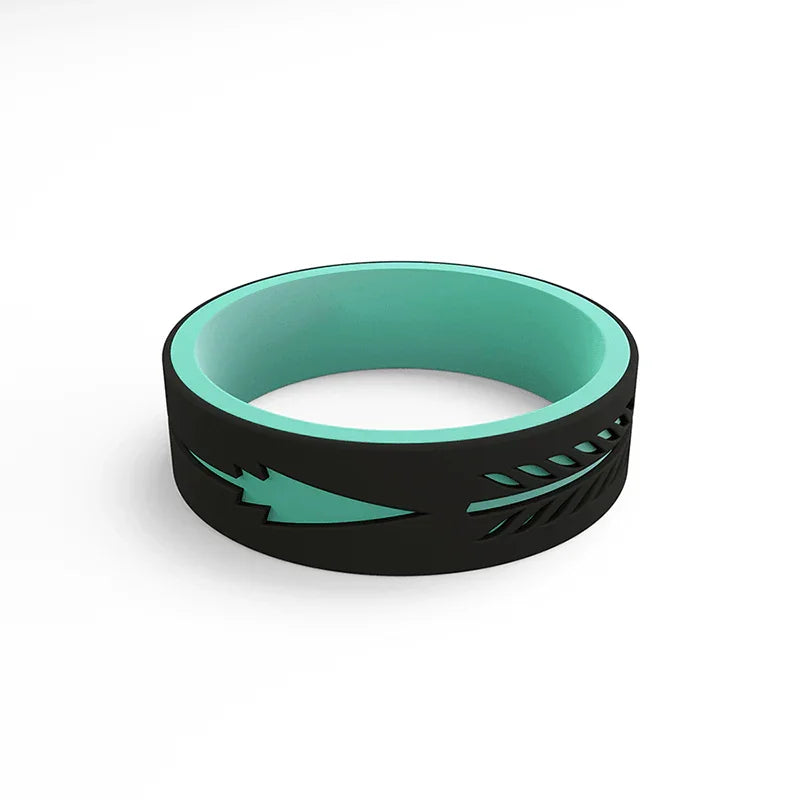 ARROW Women's Black and Aqua Strata Arrow Silicone Band - 6mm