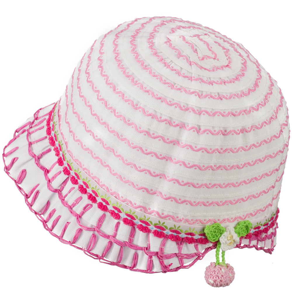 Girl's Hat with Stitched Accent Brim and Flower