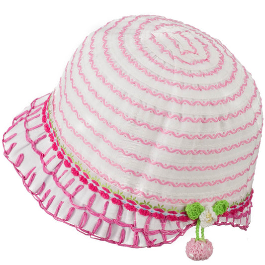 Girl's Hat with Stitched Accent Brim and Flower