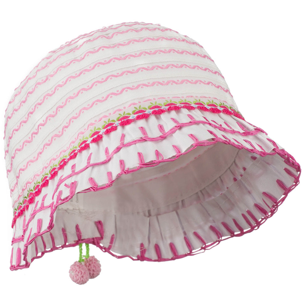 Girl's Hat with Stitched Accent Brim and Flower