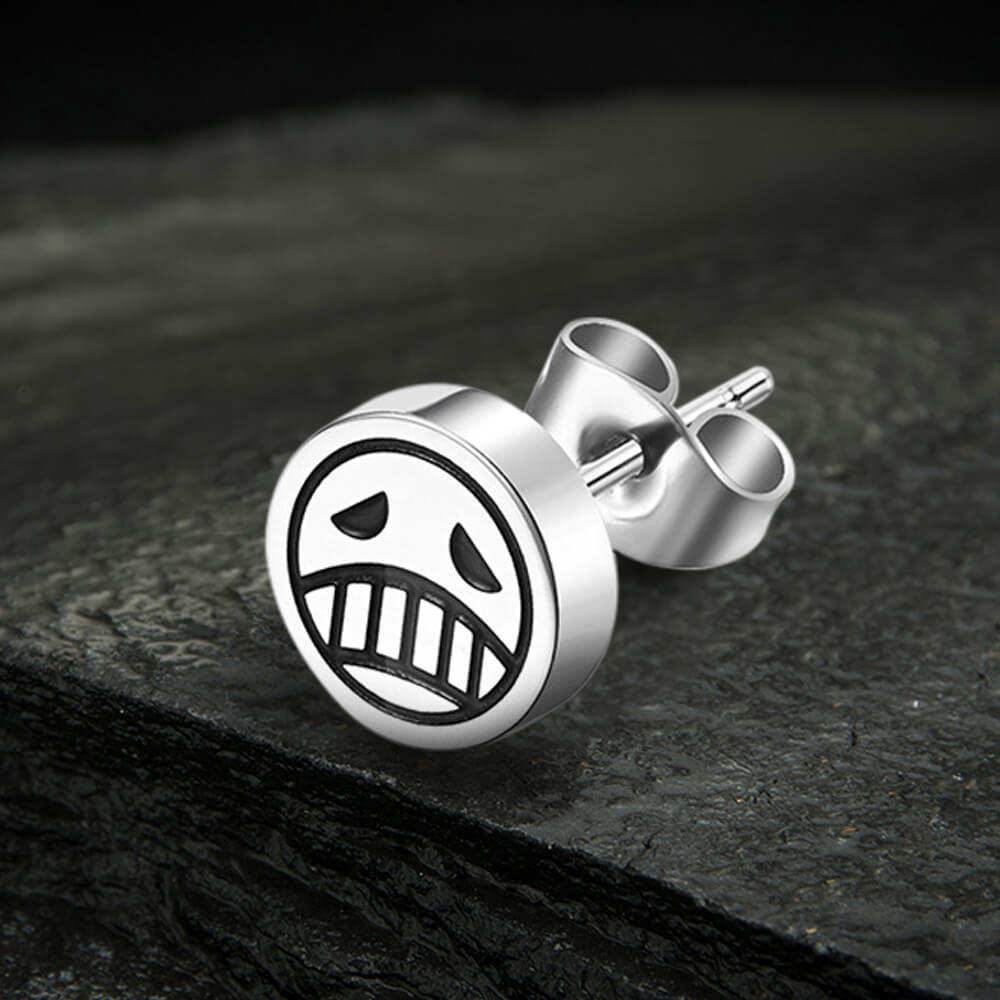 Sad Smiley Face Stainless Steel Stud Earrings