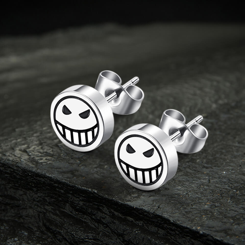 Sad Smiley Face Stainless Steel Stud Earrings