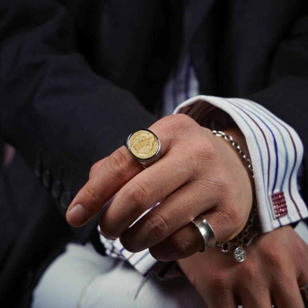 Saint Benedict Medal Stainless Steel Cross Ring