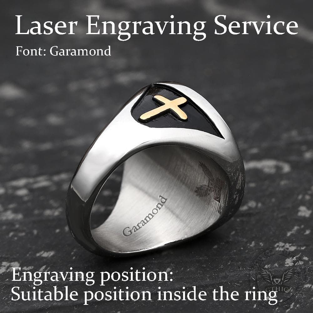 Saint Christopher Protect Us Stainless Steel Cross Ring