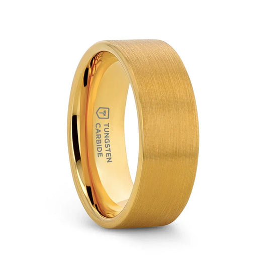 AUDEN Gold-Plated Flat Brushed Tungsten Wedding Ring — 4mm, 6mm & 8mm