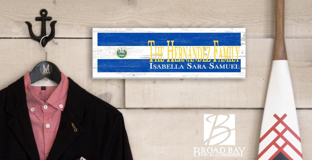 Salvadoran Flag Family Name Sign El Salvadoran Gift Idea