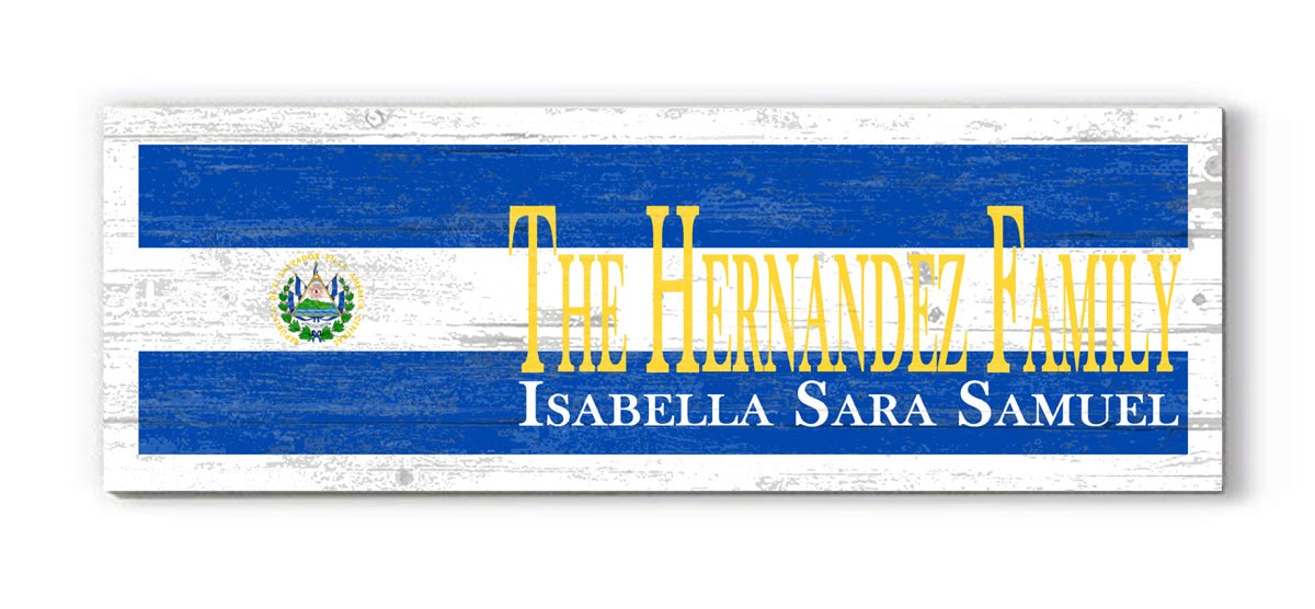 Salvadoran Flag Family Name Sign El Salvadoran Gift Idea