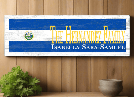 Salvadoran Flag Family Name Sign El Salvadoran Gift Idea