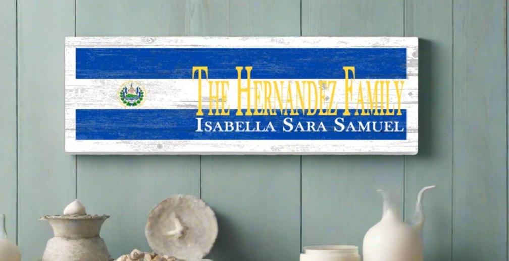Salvadoran Flag Family Name Sign El Salvadoran Gift Idea