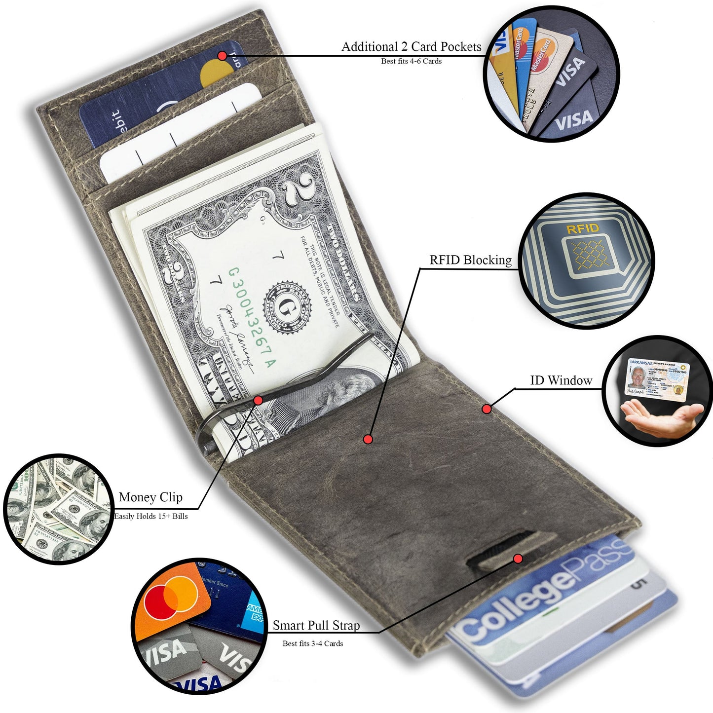 Leather Money Clip Bifold