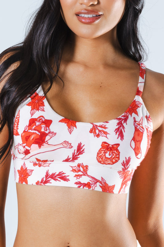 The Santa Slays | Christmas Toile Boob Hammock™ Scoop Bralette