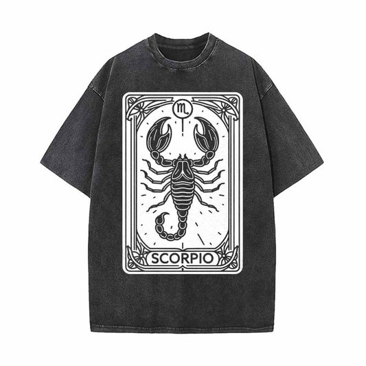 Scorpio Tarot Card Horoscope Vintage Washed T-shirt