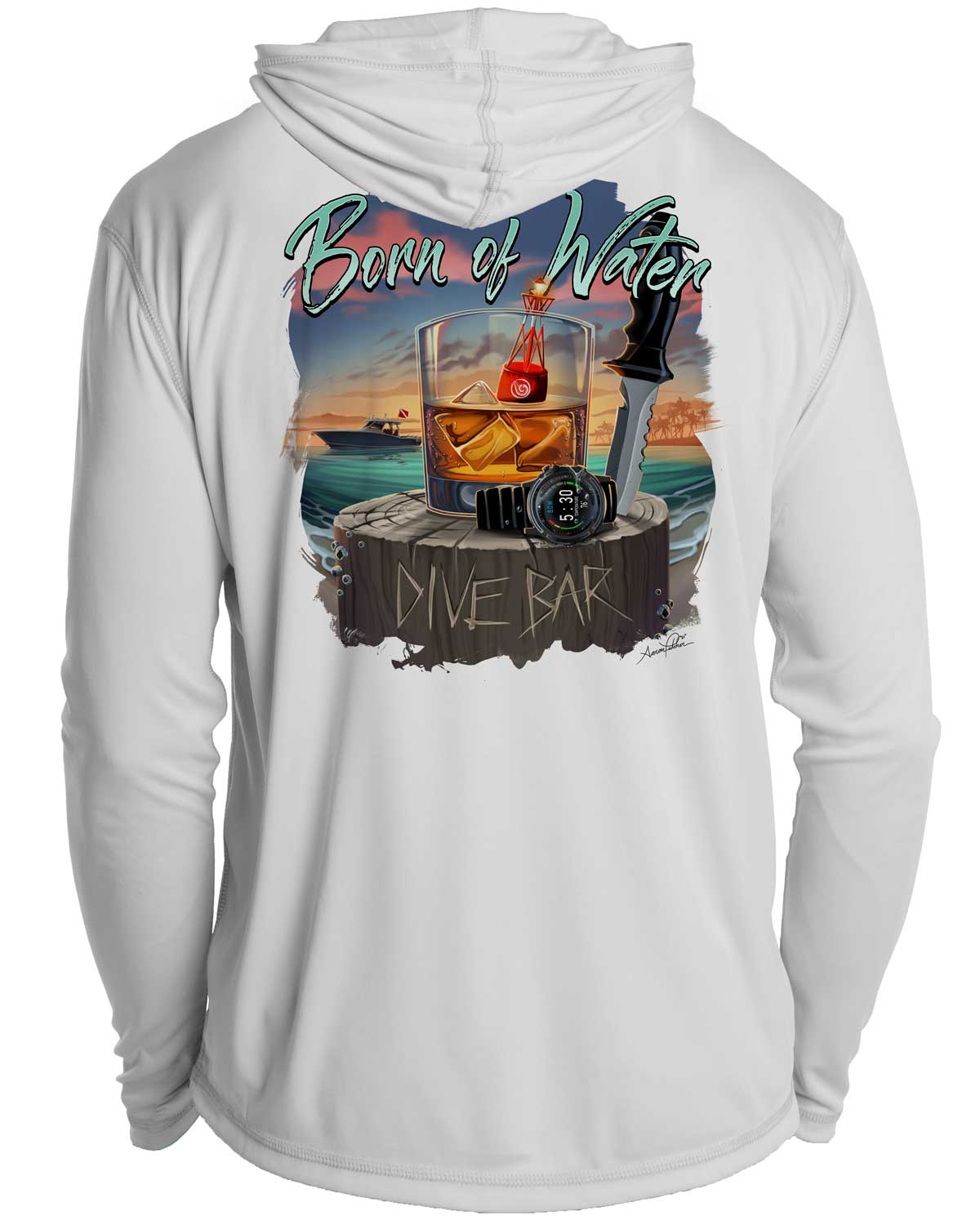 Scuba Dive Bar UV/UPF 50+ Long Sleeve Hoodie