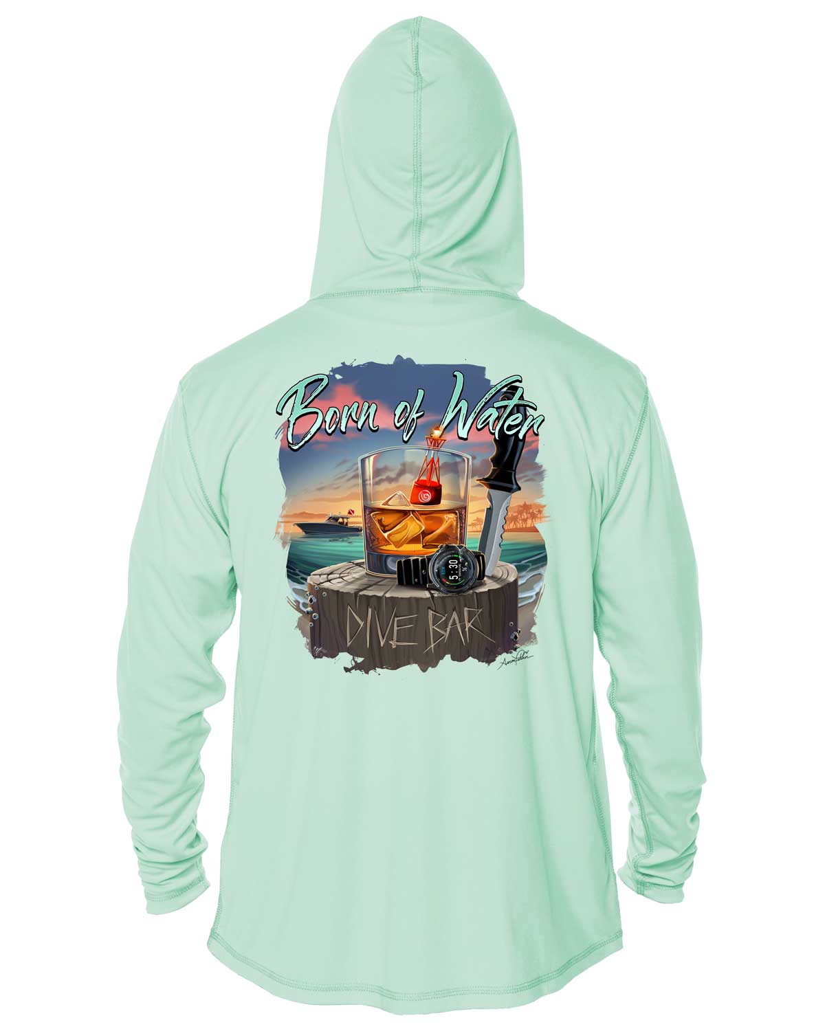 Scuba Dive Bar UV/UPF 50+ Long Sleeve Hoodie