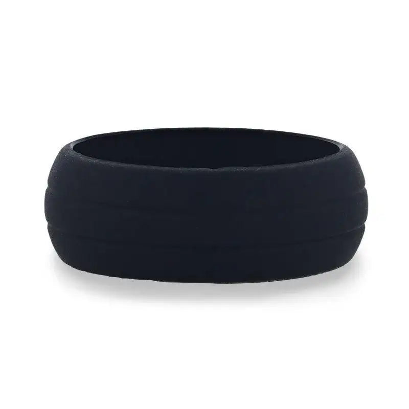 GROOVY Dual Groove Silicone Ring for Men and Women Black Comfort Fit Hypoallergenic Thorsten - 8mm