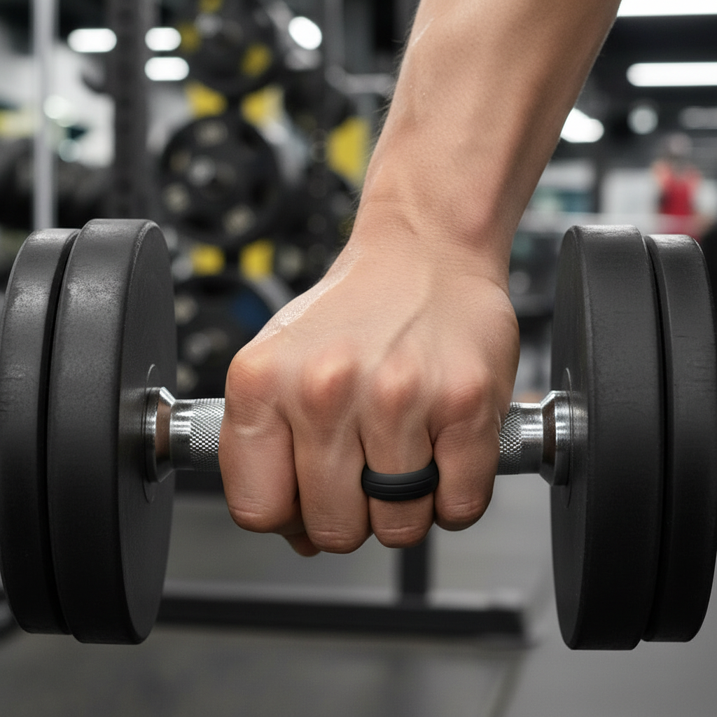 GROOVY Dual Groove Silicone Ring for Men and Women Black Comfort Fit Hypoallergenic Thorsten - 8mm