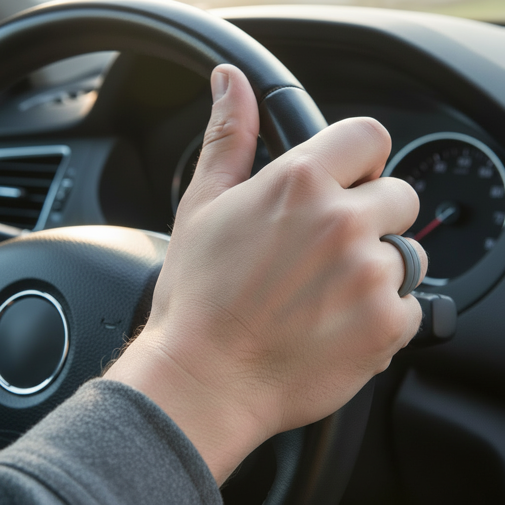 HAMMER Dual Groove Silicone Ring for Men and Women Grey Comfort Fit Hypoallergenic Thorsten - 8mm