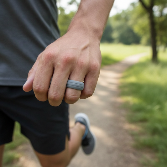 HAMMER Dual Groove Silicone Ring for Men and Women Grey Comfort Fit Hypoallergenic Thorsten - 8mm