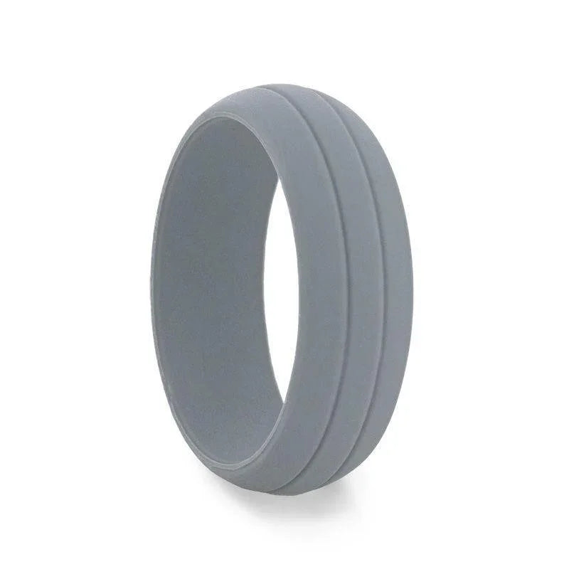 HAMMER Dual Groove Silicone Ring for Men and Women Grey Comfort Fit Hypoallergenic Thorsten - 8mm