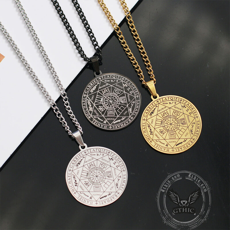 Seal of The Seven Archangels Stainless Steel Necklace