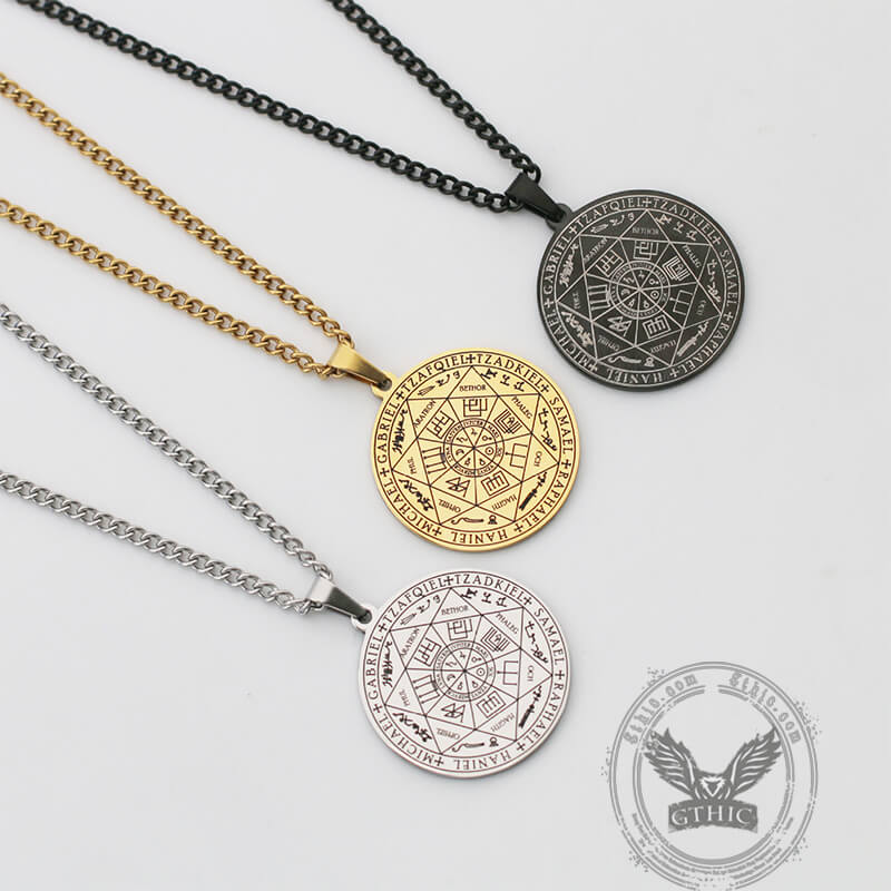 Seal of The Seven Archangels Stainless Steel Necklace