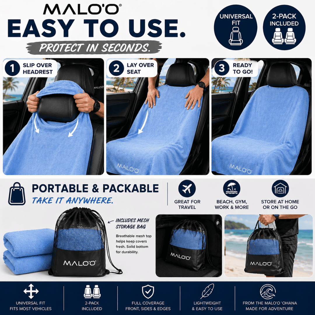 SeatGuard Terry Cloth Seat Cover (2-Pack) – Soft, Absorbent Seat Protector for Beach, Gym & Travel