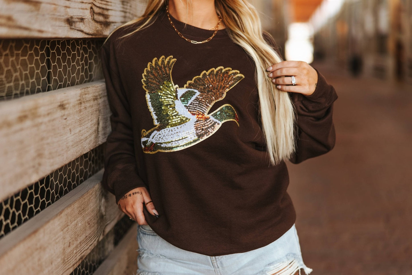 Sequin Mallard Duck Patch Sweatshirt