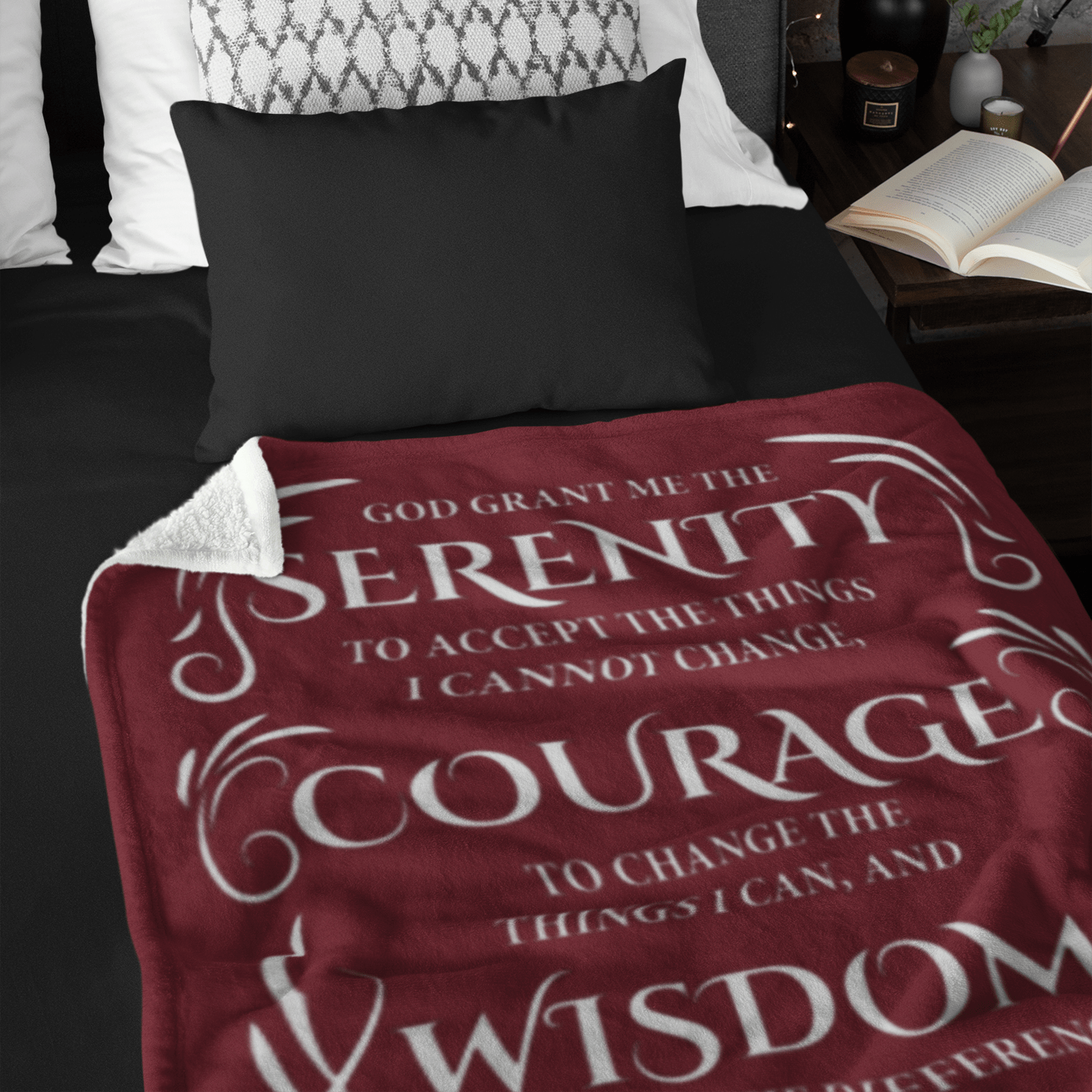Serenity Prayer Throw 30x40 (Dark Colors) | Inspiring Sobriety