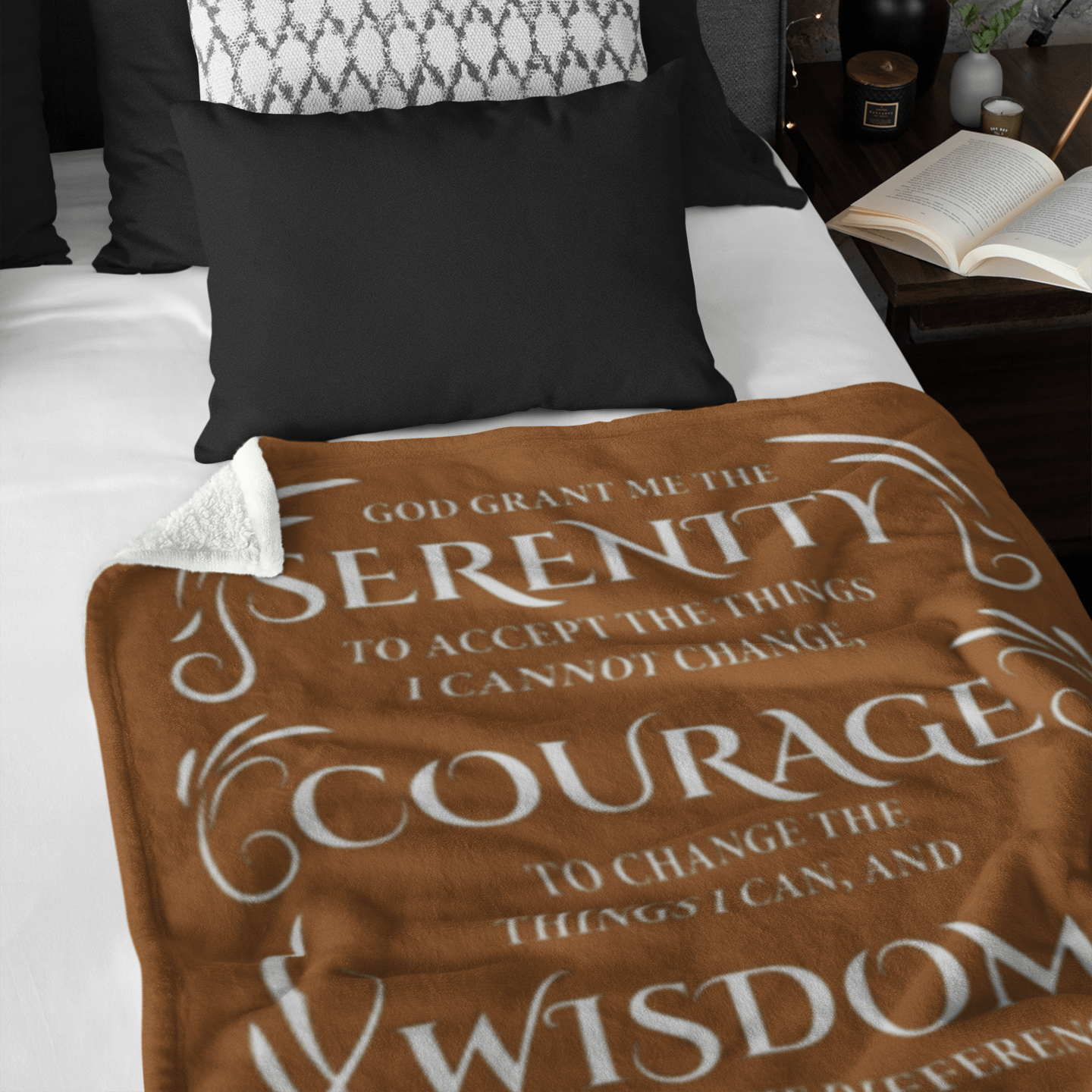 Serenity Prayer Throw 30x40 (Dark Colors) | Inspiring Sobriety