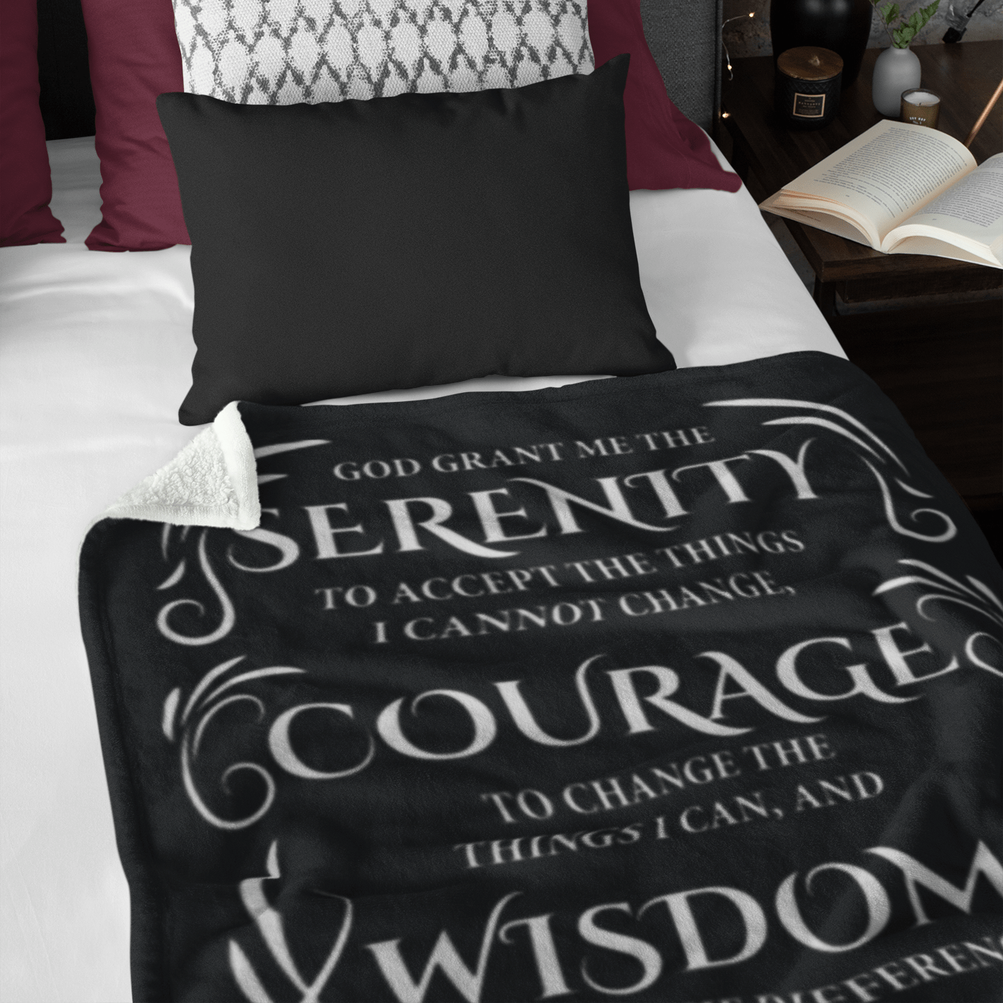 Serenity Prayer Throw 30x40 (Dark Colors) | Inspiring Sobriety