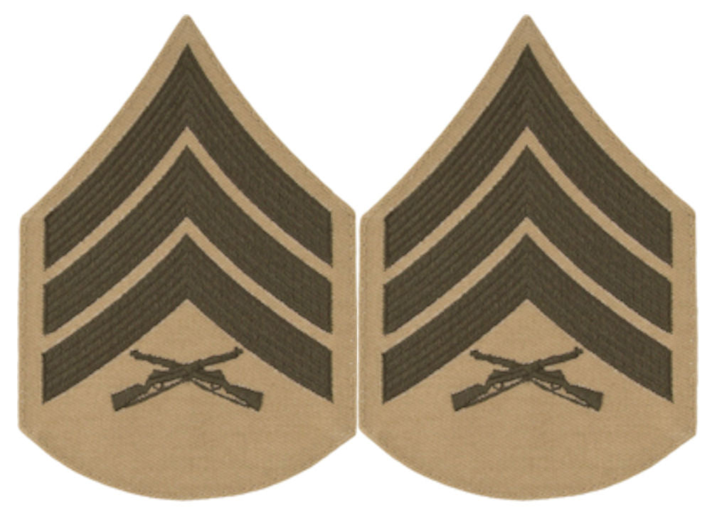 USMC Chevrons - GREEN on KHAKI