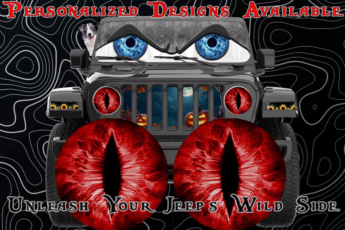 Red cat eyes for the headlight decals