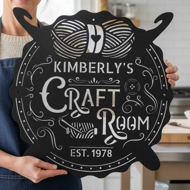 Crochet & Craft Room Custom Metal Sign – Sewing Room Decor