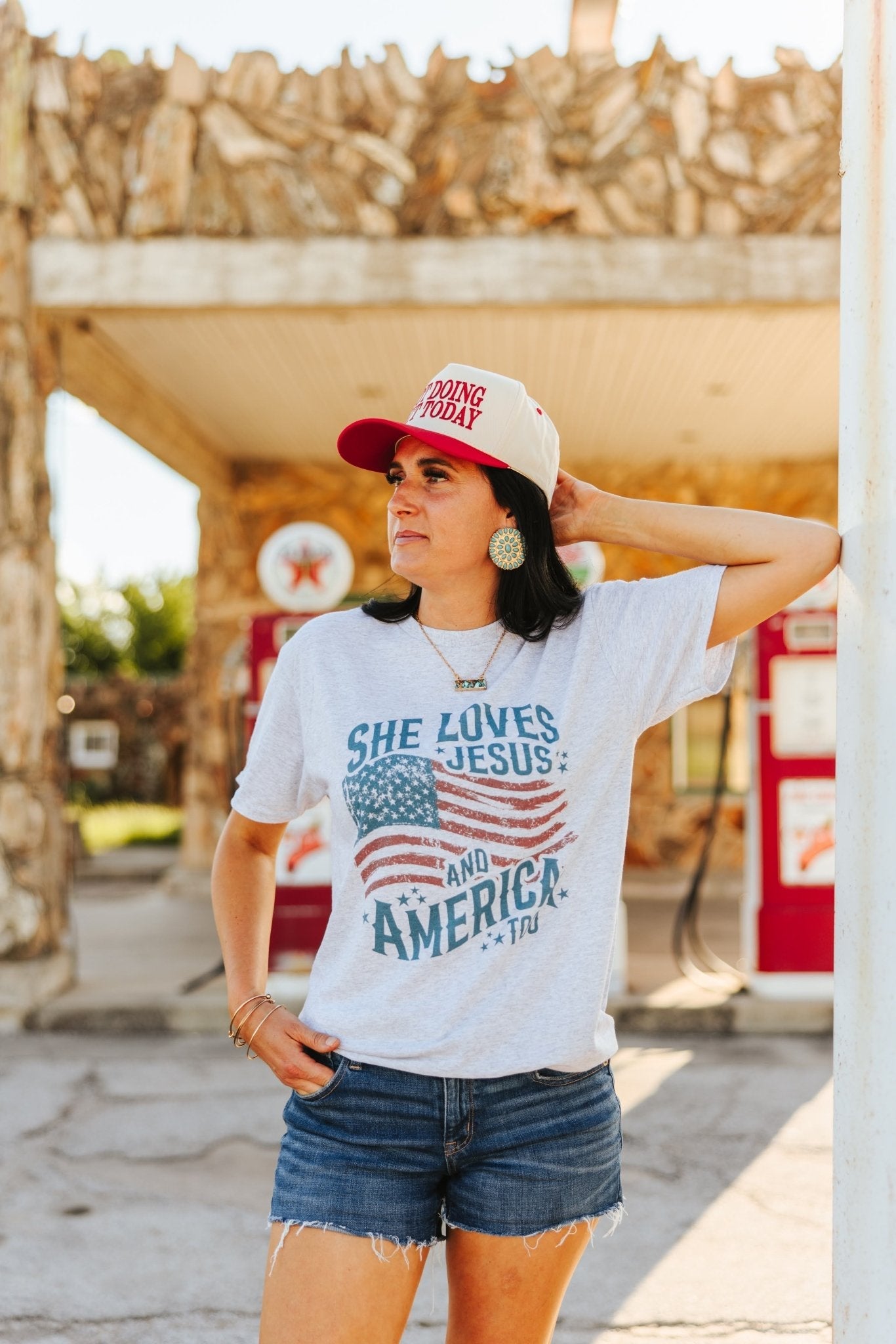 She Loves Jesus & America Graphic Tee