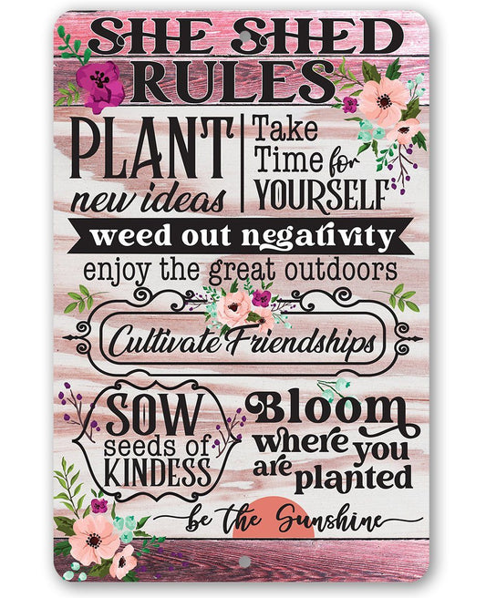 She Shed Rules - Metal Sign