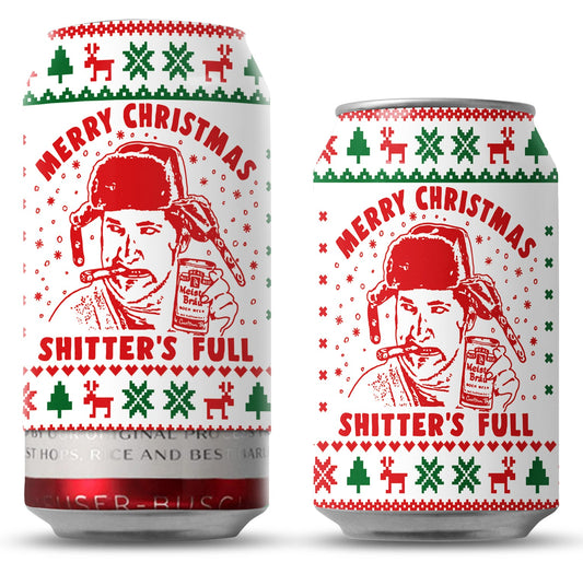 Merry Christmas Shitters Full Beersy Silicone Sleeve Hide-a-Beer Can Cooler (GLOW IN THE DARK)