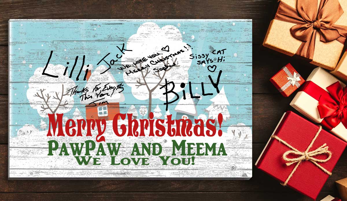 SIGNABLE Christmas Sign Personalized Gift For Parents Grandparents Aunts or Uncles