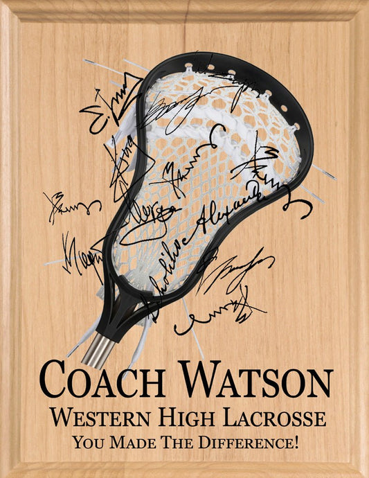 Signable Lacrosse Coach Gift Plaque For LAX Team Coaches