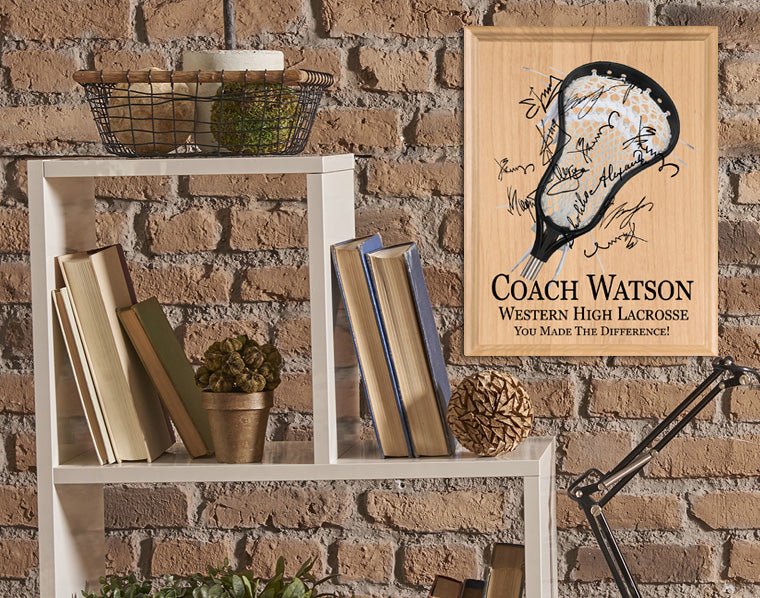 Signable Lacrosse Coach Gift Plaque For LAX Team Coaches