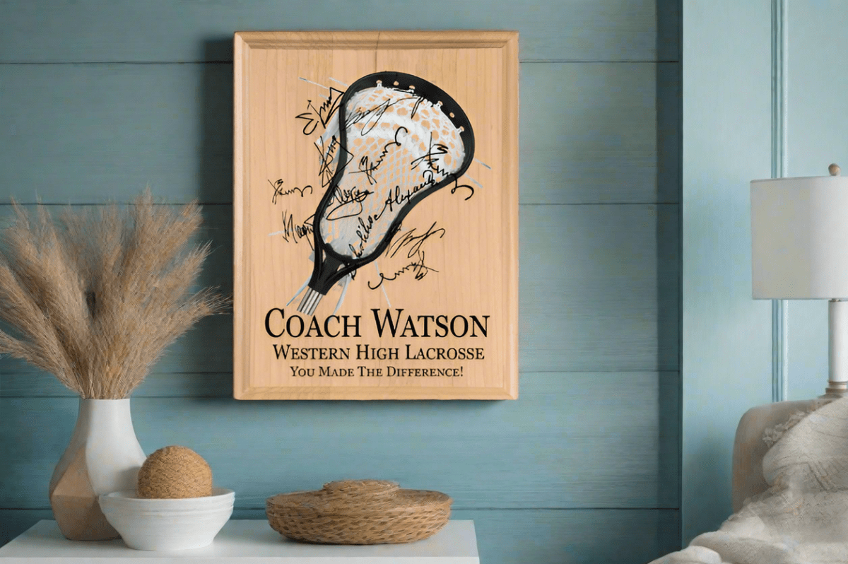 Signable Lacrosse Coach Gift Plaque For LAX Team Coaches