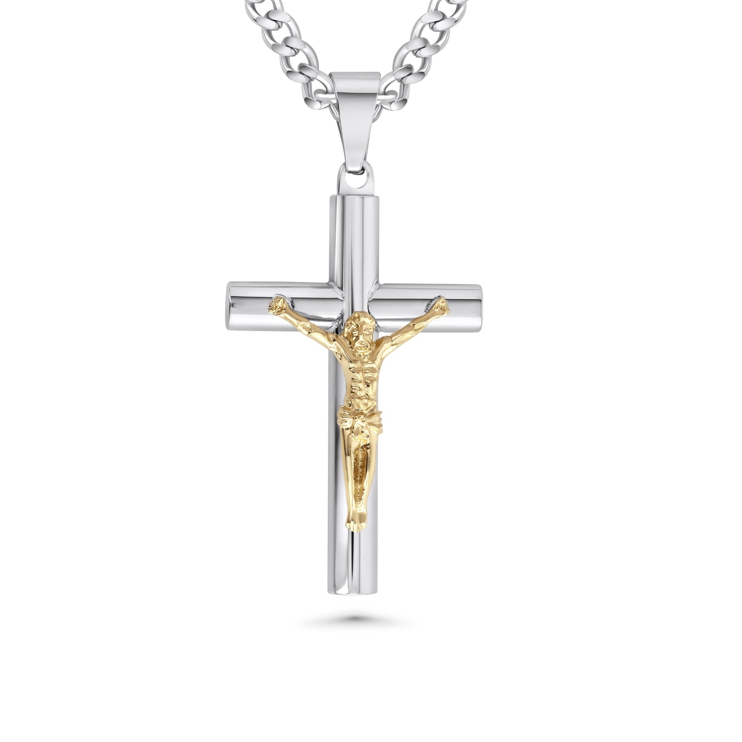 Classic Two Tone Crucifix w/ Chain