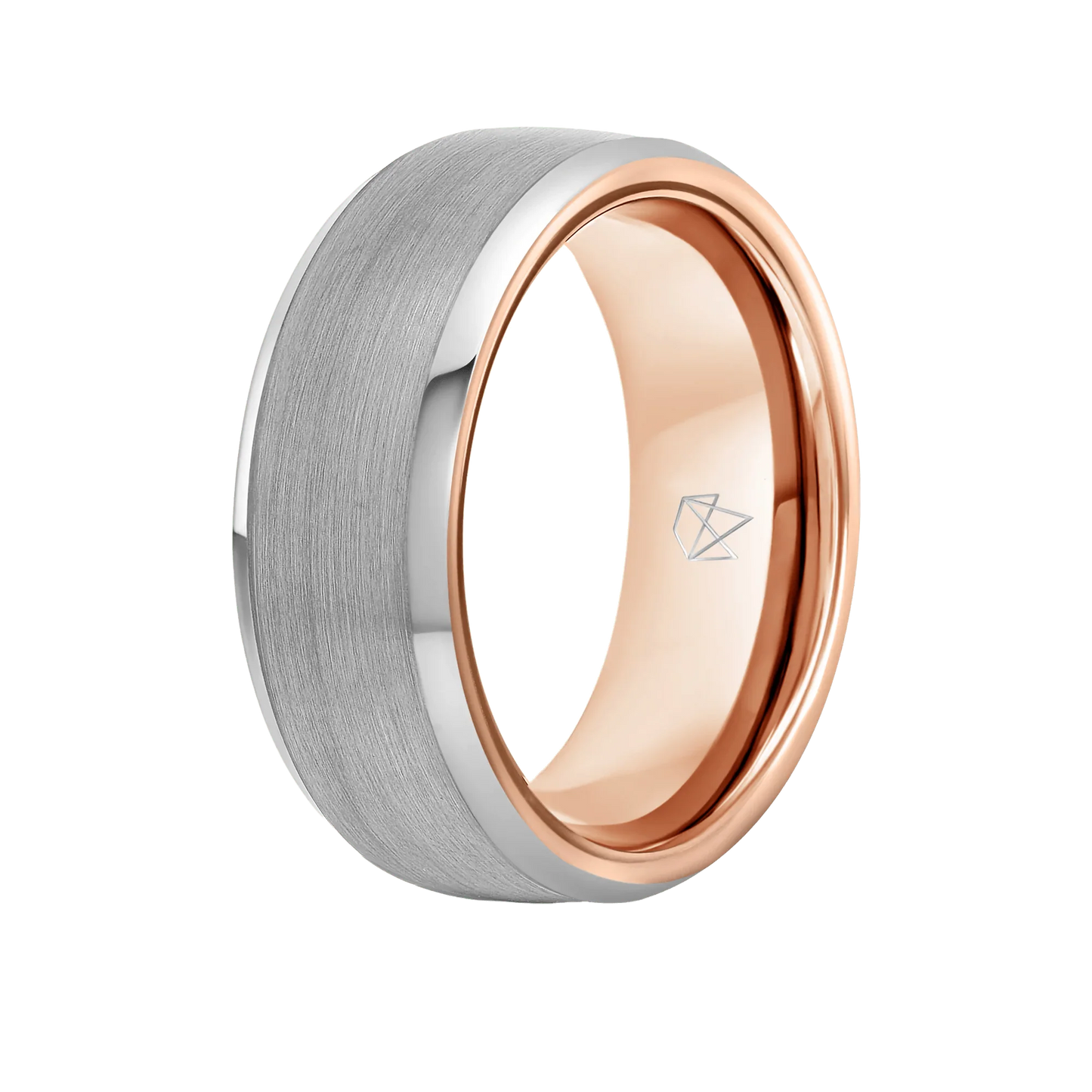 Silver Tungsten Ring - Rose Gold