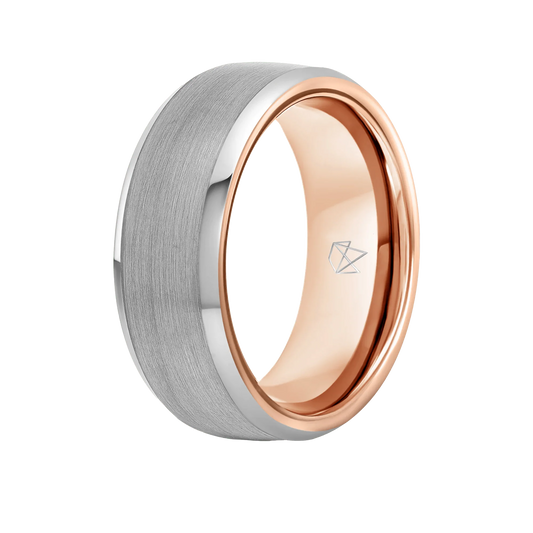 Silver Tungsten Ring - Rose Gold