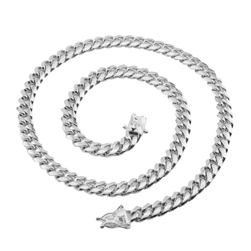 Silver Color Thick Cuban Chain Stainless Steel Necklace