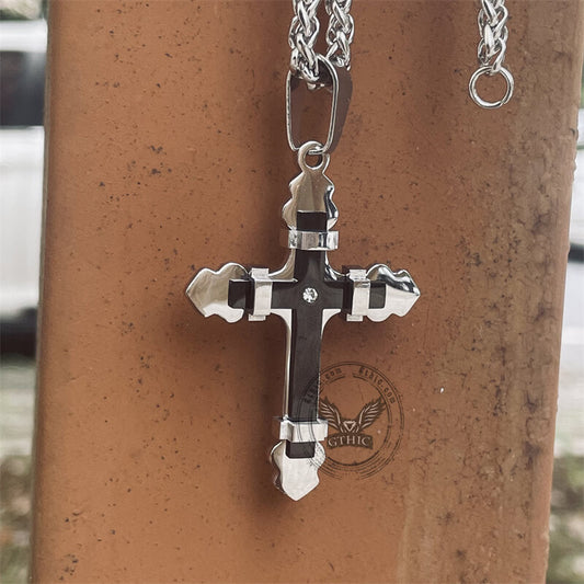 Simple Budded Cross Stainless Steel Christian Pendant