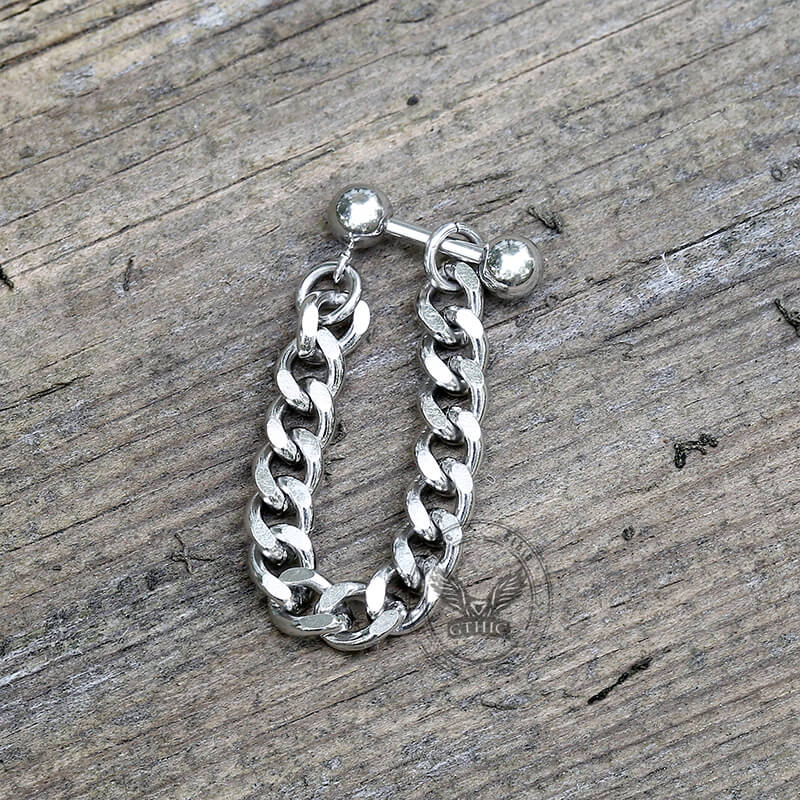 Simple Chain Design Front-back Stainless Steel Earrings