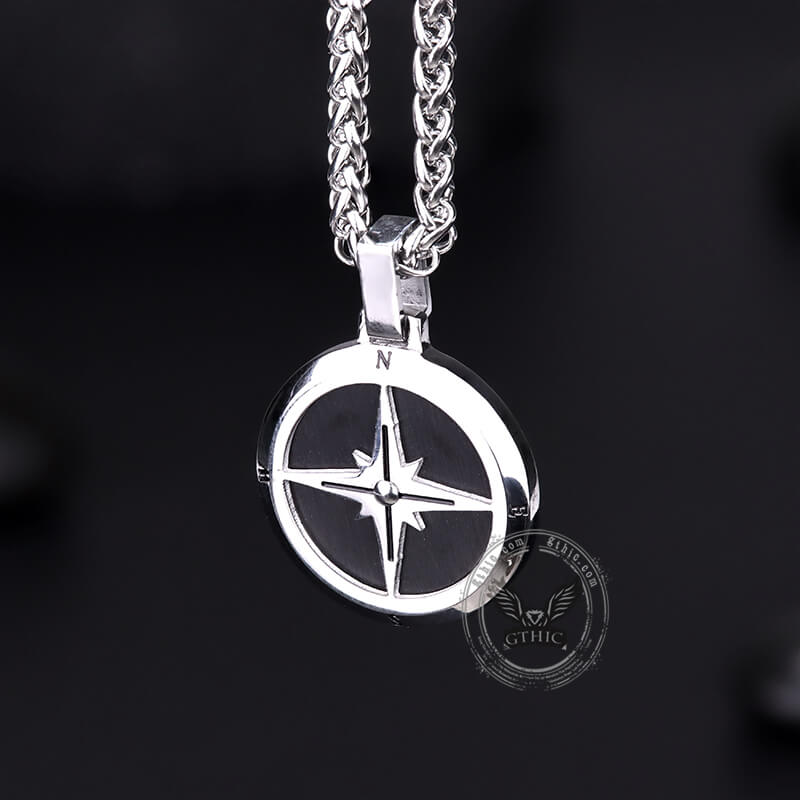 Simple Compass Design Stainless Steel Pendant