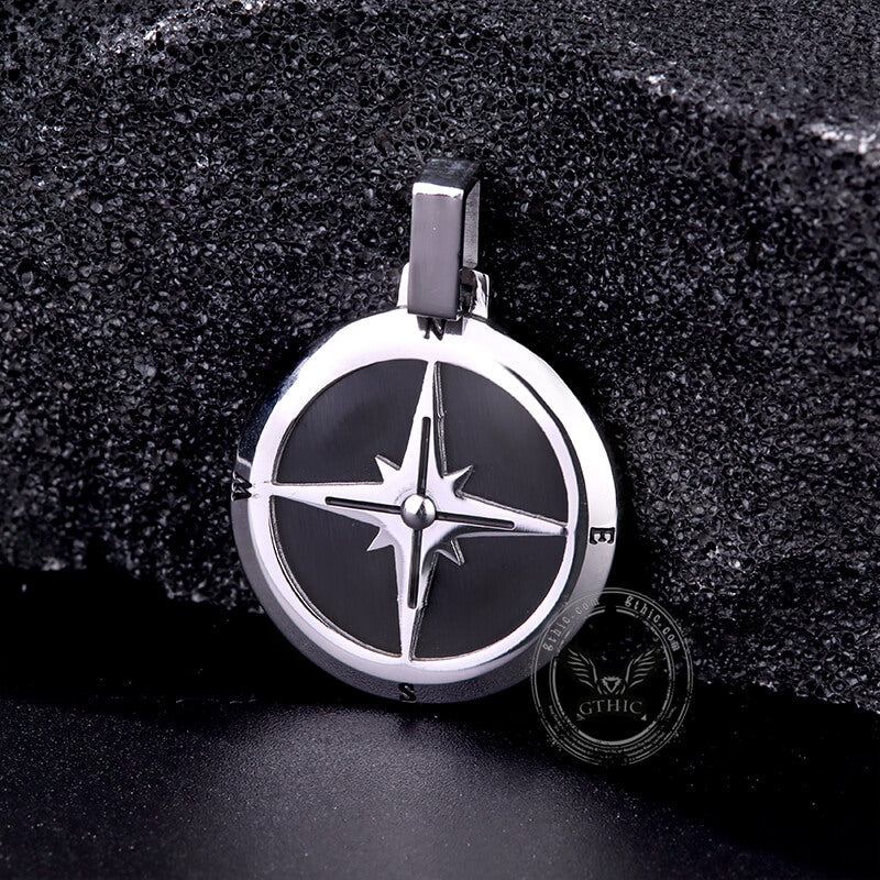 Simple Compass Design Stainless Steel Pendant